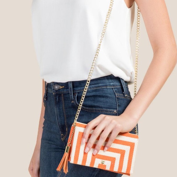 Handbags - MEGA SALE! Orange Striped Crossbody